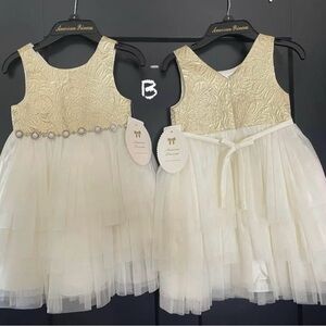 American Princess Gold and Cream Floral Dress